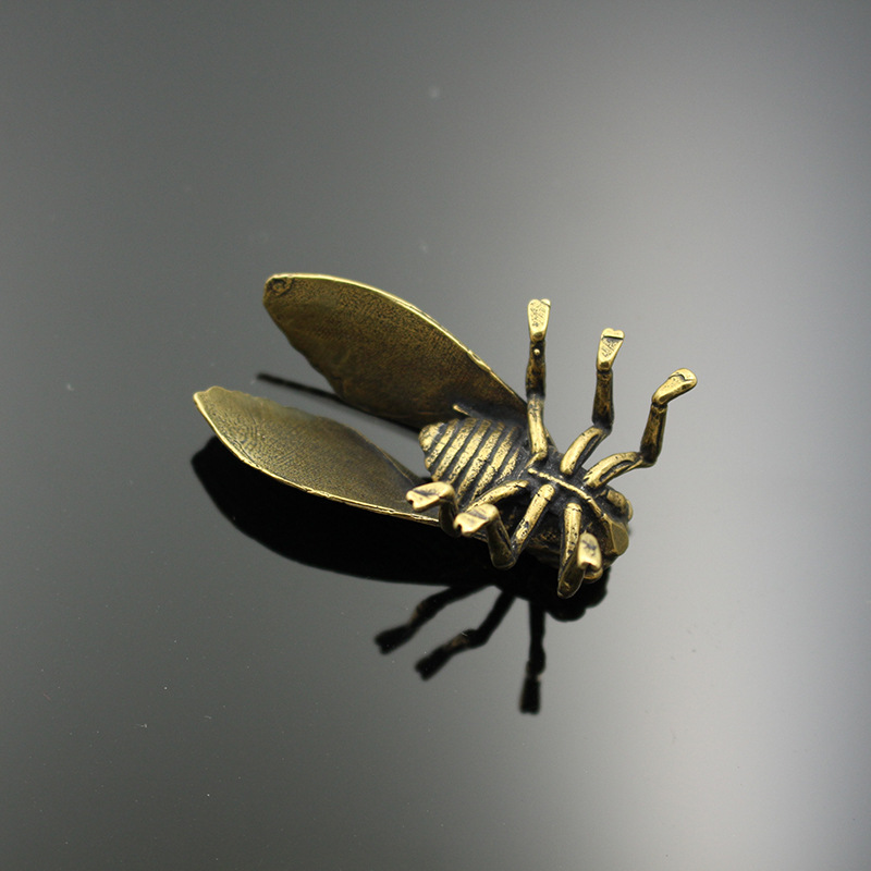 Brass Cicada Tabletop Decoration, Retro Golden Cicada Keychain Pendant ...