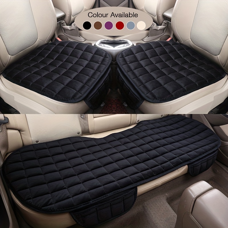 1pc Or 2pcs Or 3pcs Plush Plaid Thicken Warm Car Seat Cushion Pad