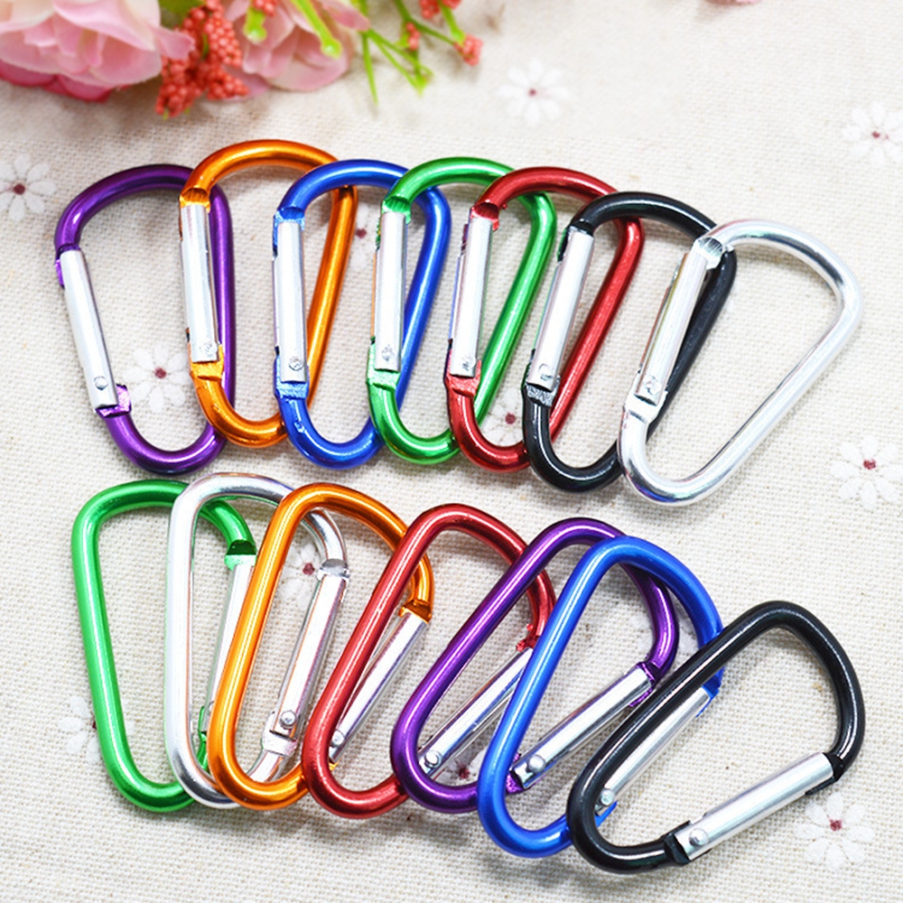 1pc Tactical D Keychain Shape Hook Buckle Clip Climbing Army Carabiner Fit  Outdoor Camping