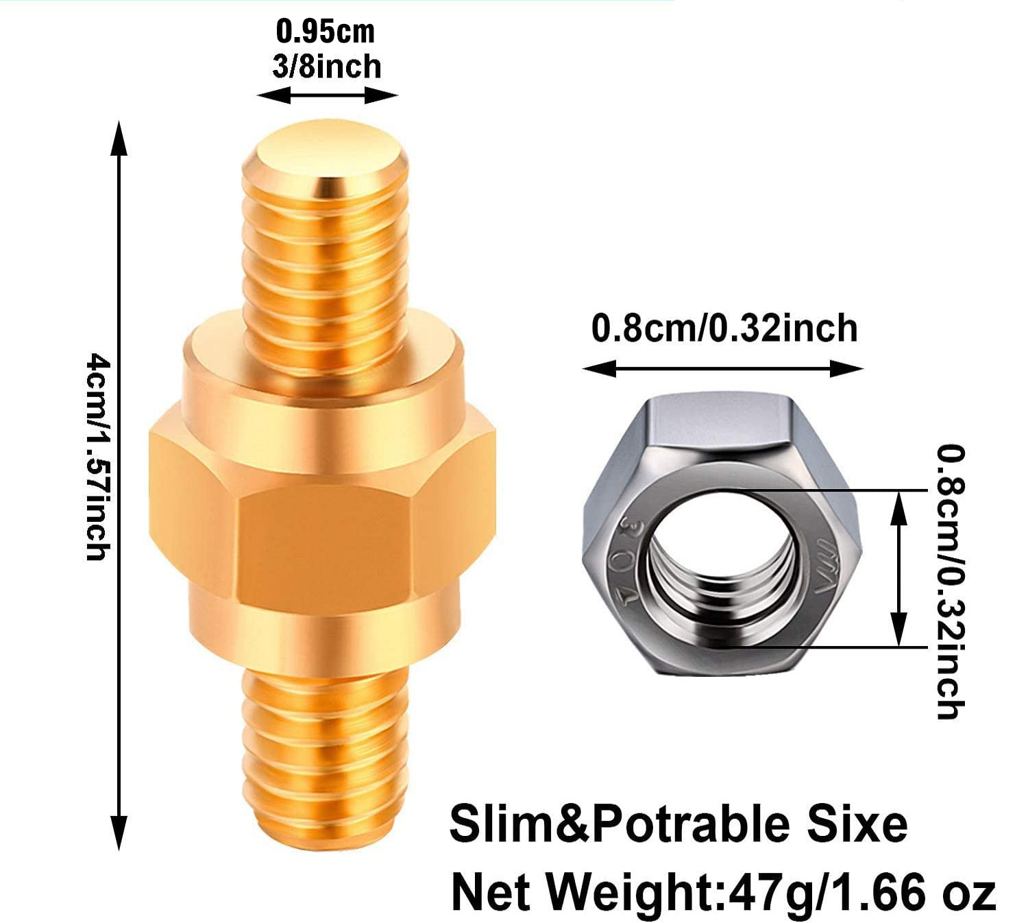 2 Set Side Post Battery Terminal Bolts with Nuts, 3/8-16