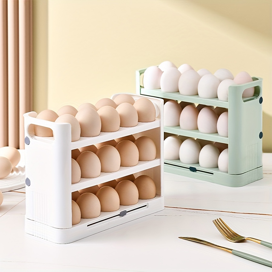 Soporte para huevos para refrigerador, 30 rejillas, contenedor de  almacenamiento de huevos transparente para nevera, organizador de huevos  para puerta