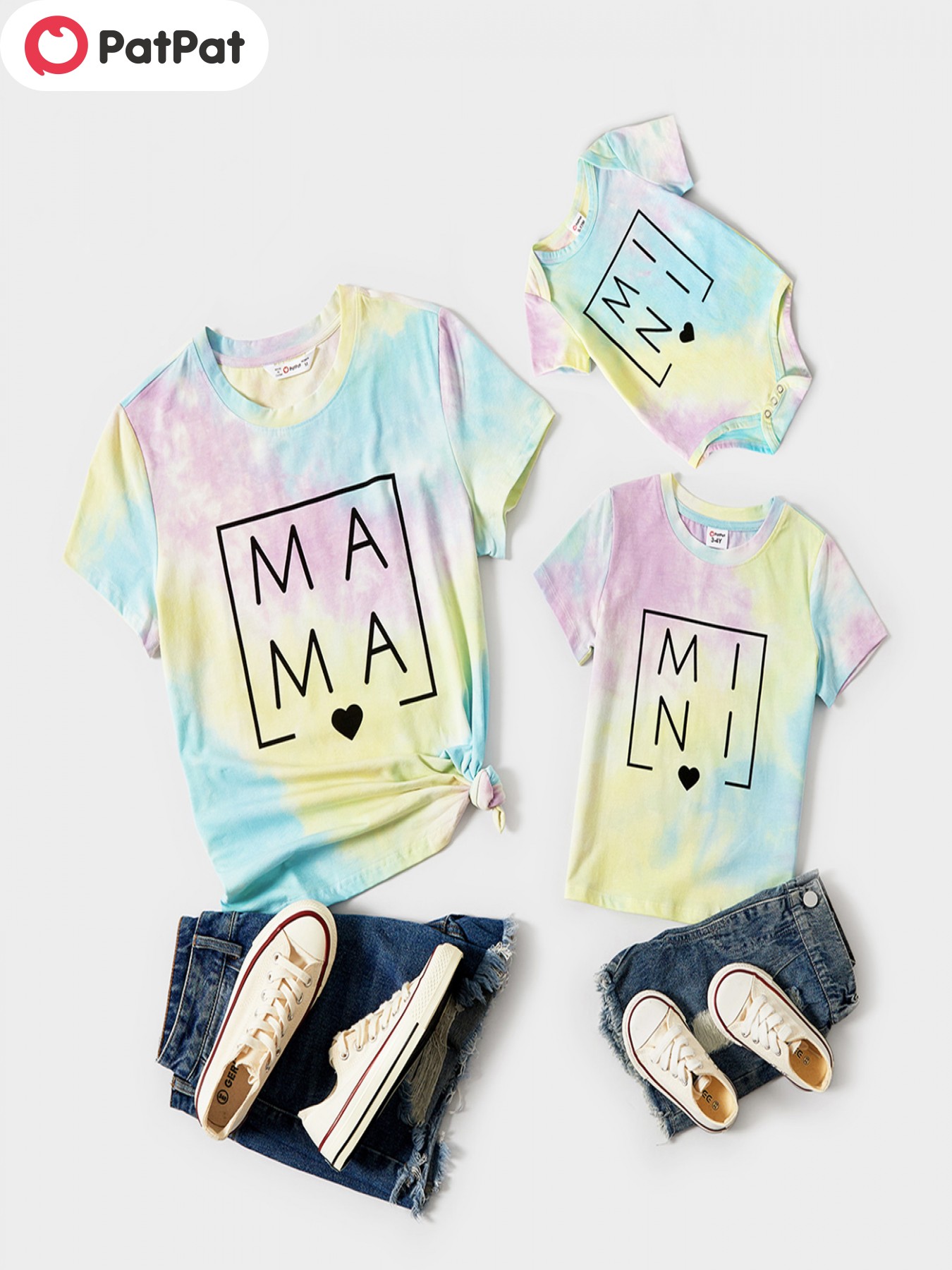 Letter Print Short Sleeve T-shirts for Mommy and Me