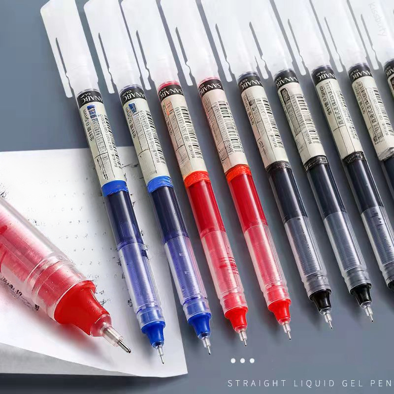 6/7pcs/set 0.5mm Roller Pen Black/red/blue Color Ink Straight Liquid  Rollerball Gel Pen For School Office Stationery Kawaii - Gel Pens -  AliExpress