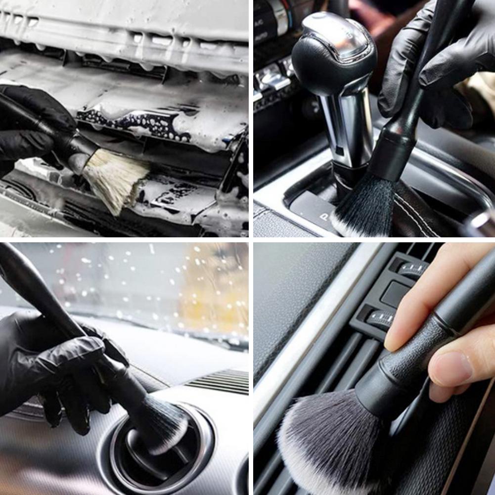 HMPLL 10pcs Auto Car Detailing Brush Set Car Interior Cleaning Kit Includes  5 Boar Hair Detail Brush,3 Wire Brush, 2 Air Vent Brush for Cleaning Car