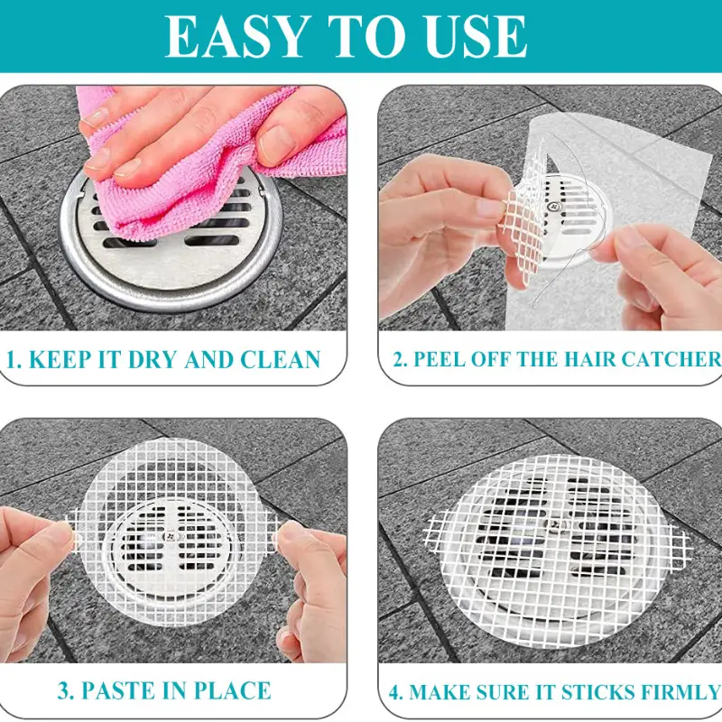 Universal Anti-clogging Hair Catcher Shower Drain Filter Mesh -  Self-adhesive Bathroom Toilet Drain Hair Filter Stickers - Home Essentials,  Bathroom Tools - Temu