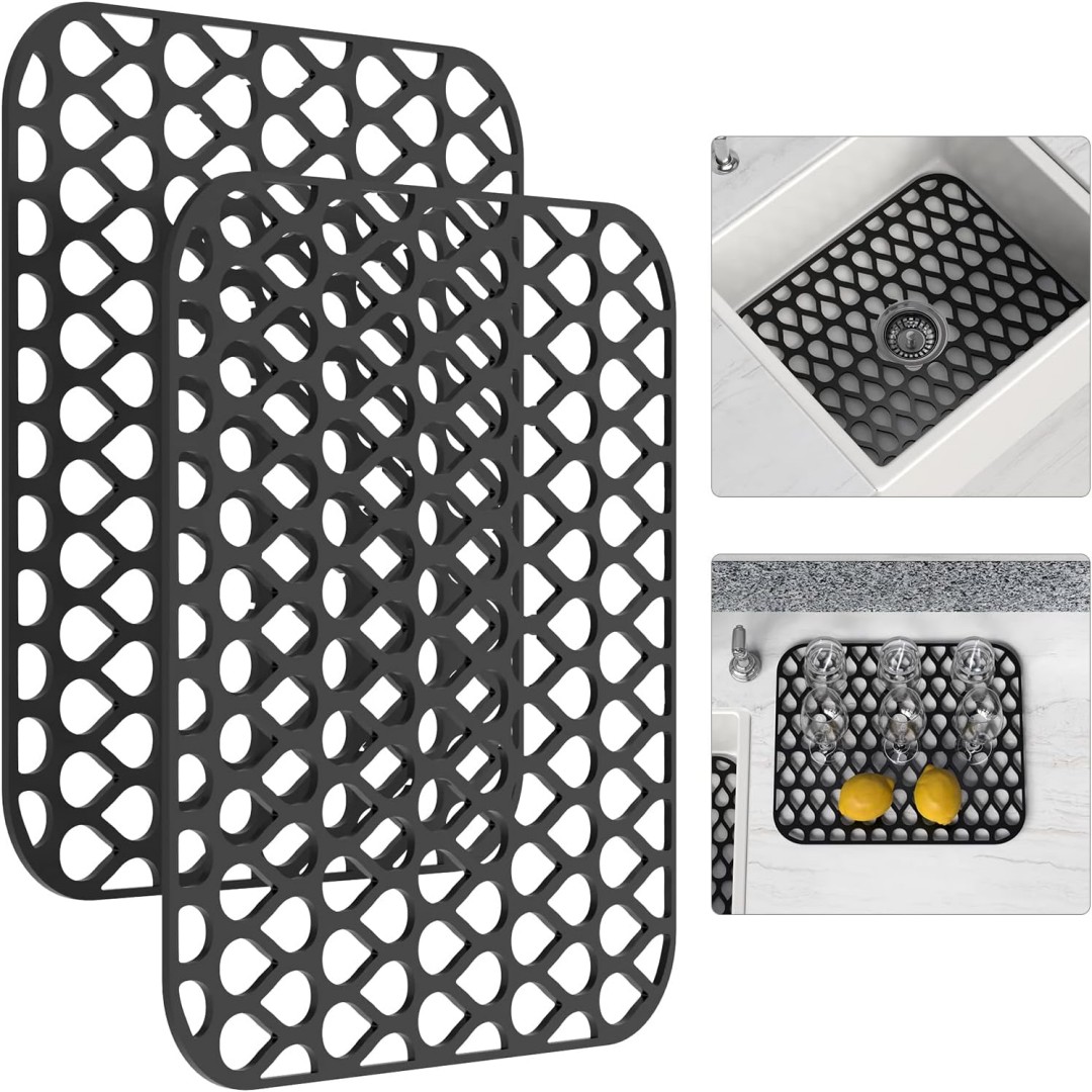 Tarmeek Silicone Sink Protector, Rear Drain Kitchen Sink Mats Grid  Accessory,1 PC Folding Non-slip Sink Mat for Bottom of Farmhouse Stainless  Steel Porcelain Sink,Kitchen Utensils 