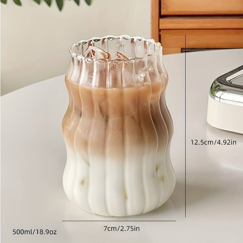 Ribbed Glass Water Cup, Clear Glass Coffee Cups, Creative Drinking Cups,  Summer Winter Drinkware, Home Kitchen Items - Temu