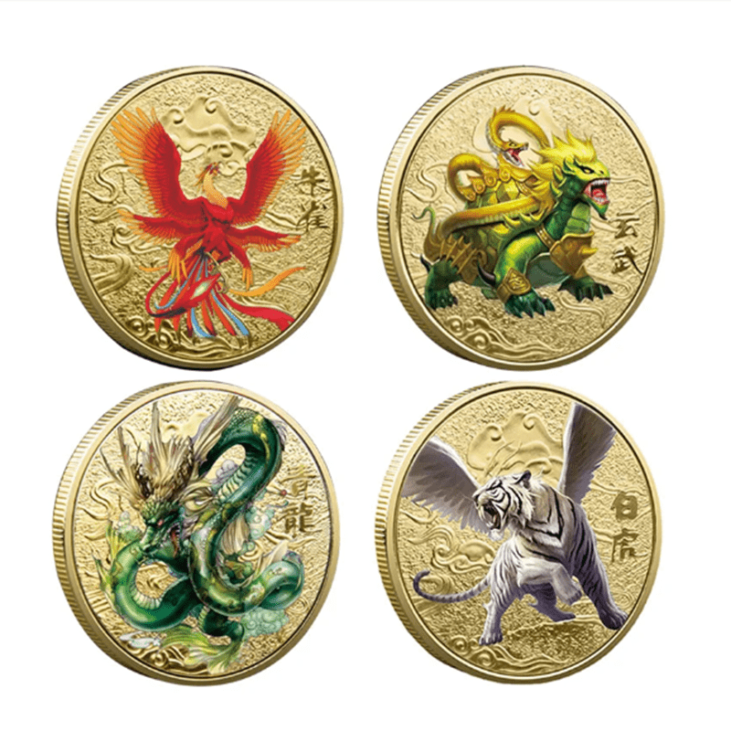 1pc 四大神獣記念コインコレクション ドラゴンタイガー Zhuque 神獣