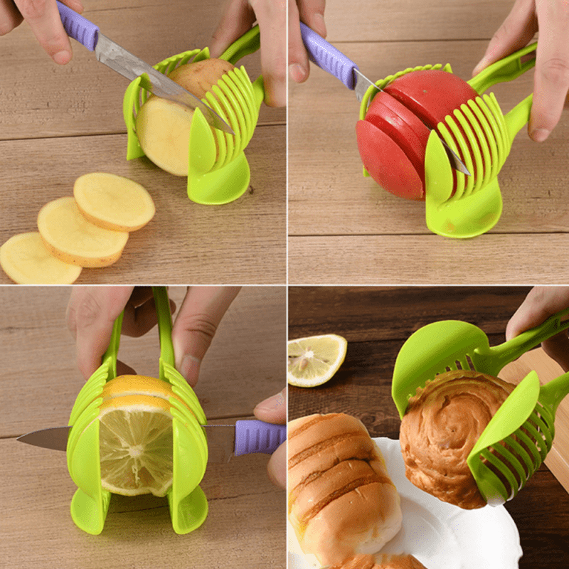 Kitchen Fruit Slicer Vegetable Tomato Clip Holder Lemons Potato Cutter Tool  Pickle Container For Restaurant - Temu