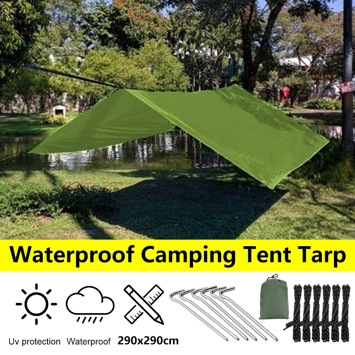 UPF500 3x5m Ultralight Tarp Camping Sun Shelter Tourist Awning Picnic  Canopy Outdoor Waterproof Camp Sun Shade Hammock Canopy - AliExpress