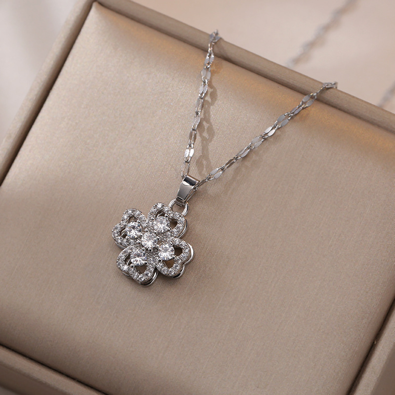 Men's Silver Four Leaf Clover - Men's Silver Necklace