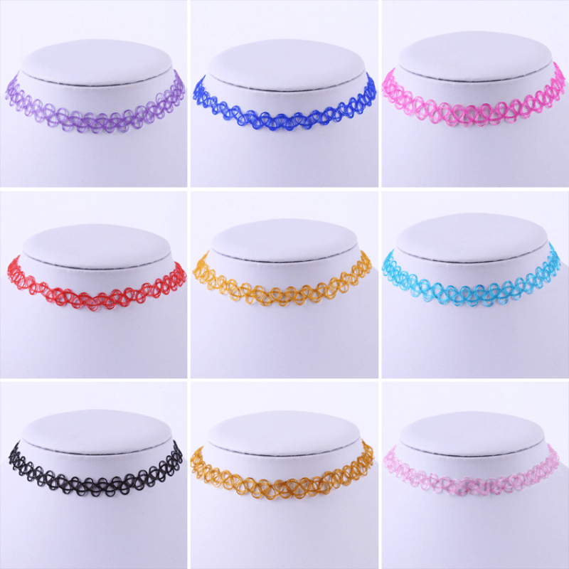 Womens Girls Choker Collar Necklace Colorful Stretch Elastic Fashion Jewelry
