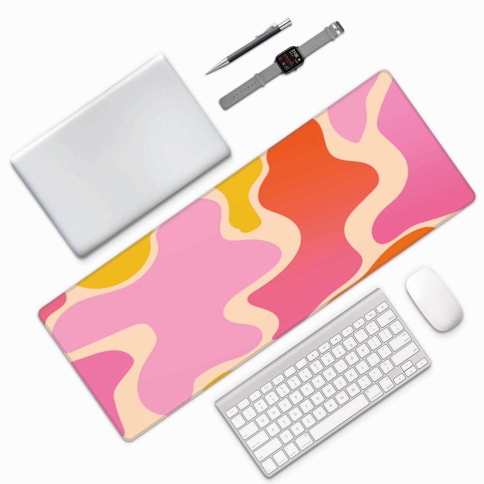 Pink Desk Mat Modern Abstract Large Mouse Pad XXL Cute Pink Desk Pad  Keyboard Mat, Desk Accessories for Women Office Decor, Extended Mousepad