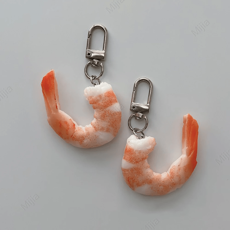 

1pc Imitation Shrimp Meat Key Chains Pendant Creative Imitation Food Keychain Charms For Women Bag Pendant Novelty Funny Scene Decoration Party