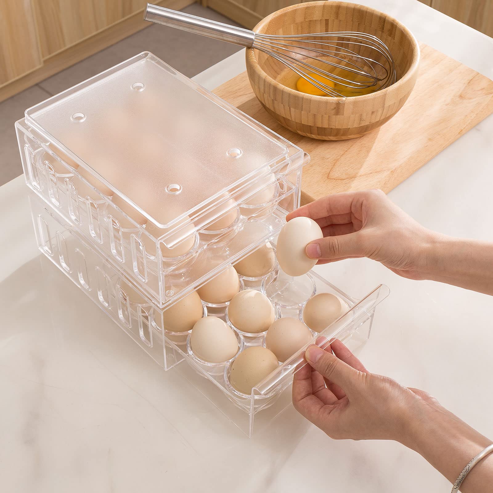 Organizador Nevera Contenedor de Almacenamiento de Huevos para Refrigerador  | Organizadores Y Storage de Huevos de Huevera Nevera Clear | Cestas de