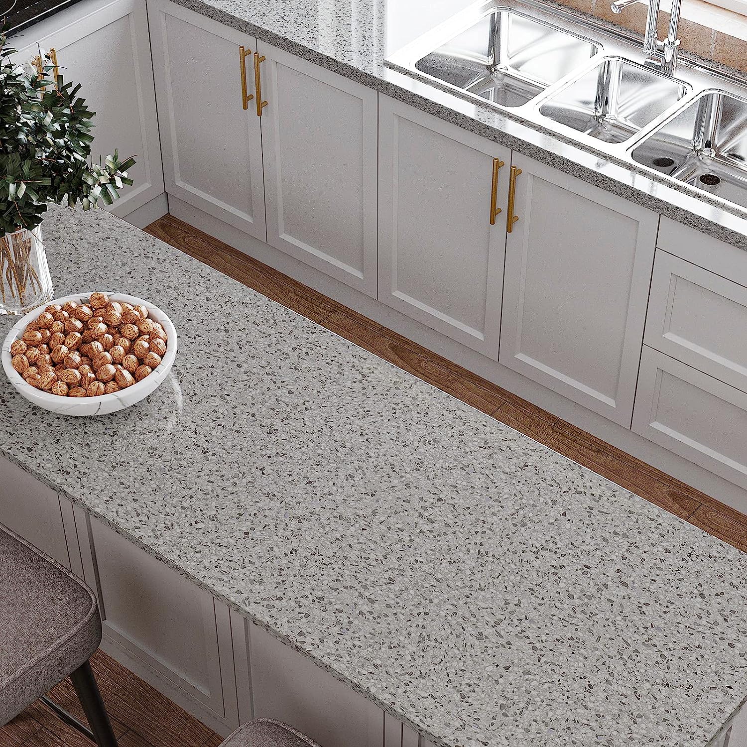 Contact Paper For Countertops Waterproof Granite Gray/white - Temu