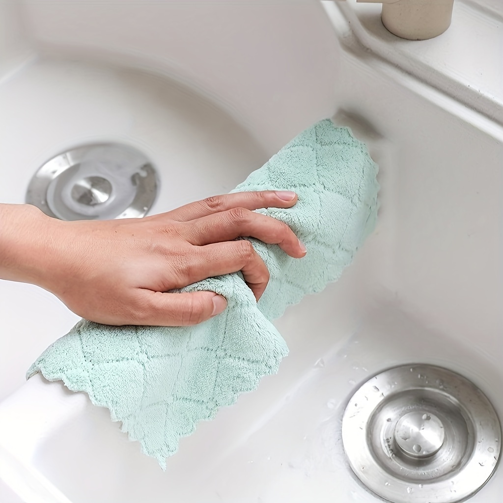 5pcs Kitchen Dish Cloths Soft Absorbent Dish Rag Reusable Dish Towels  Household Washable Cleaning Cloth Housework Clean Towel Kitchen Cleaning