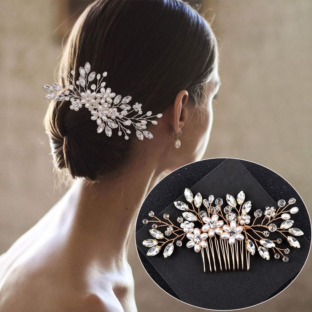 Pearl and Rhinestone Wedding Veil Comb - Elegant Bridal Hair Accessories