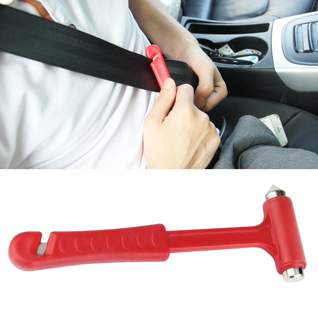 2-Pack AutoSicherheitshammer, Auto Emergency Escape Hammer mit  Fensterbrecher und Sicherheitsgurtschneider, markantes rotes Notfall- Fluchtwerkzeug für Autounfälle