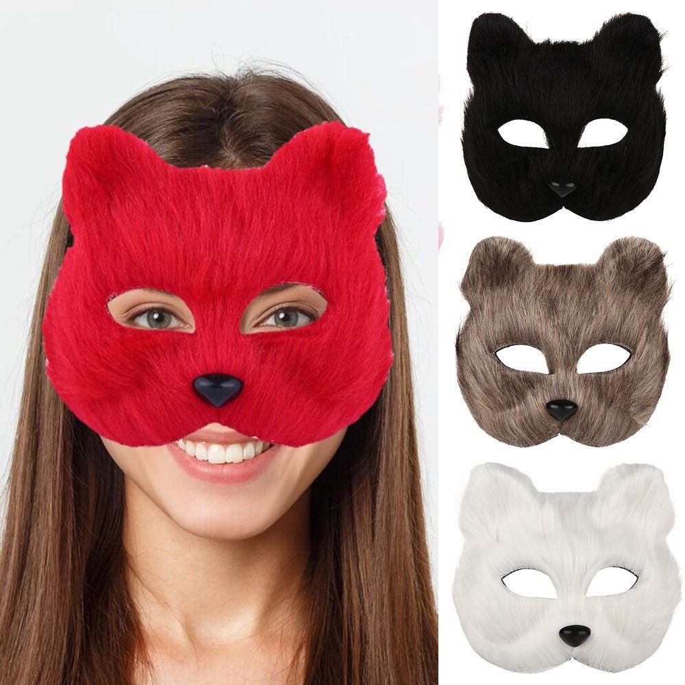  3Pcs Cat Mask, Therian Mask Fox Mask White Masquerade