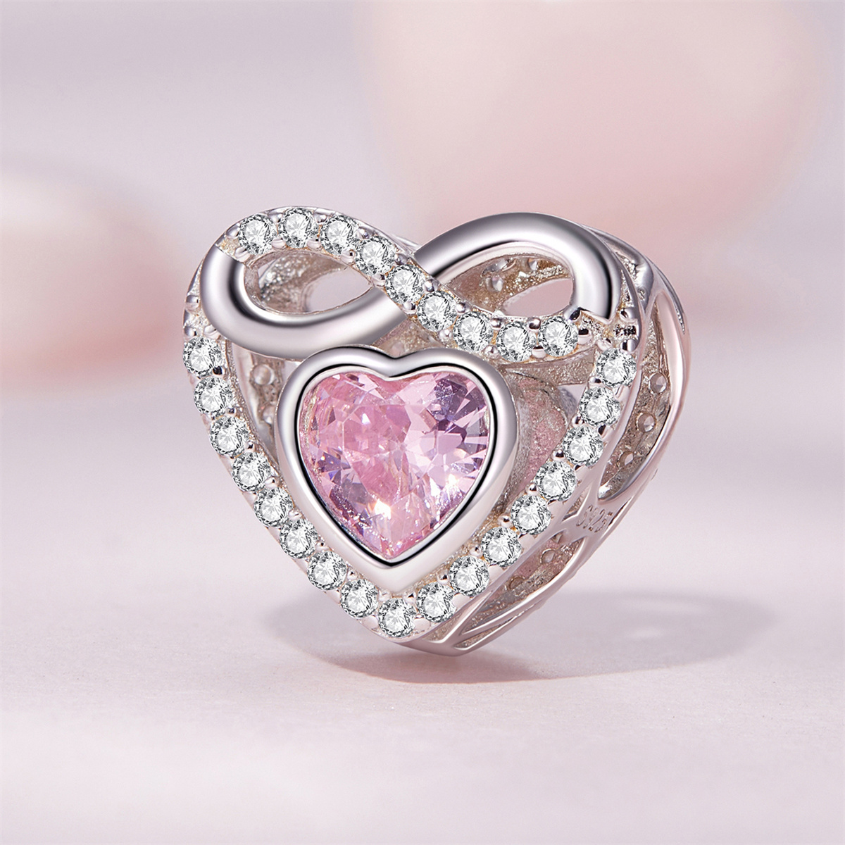 New 925 Sterling Silver Metallic Pink Heart Charm Beads Fit Pandora 925  Original Bracelet Charms for Women Pendant Jewelry Gift