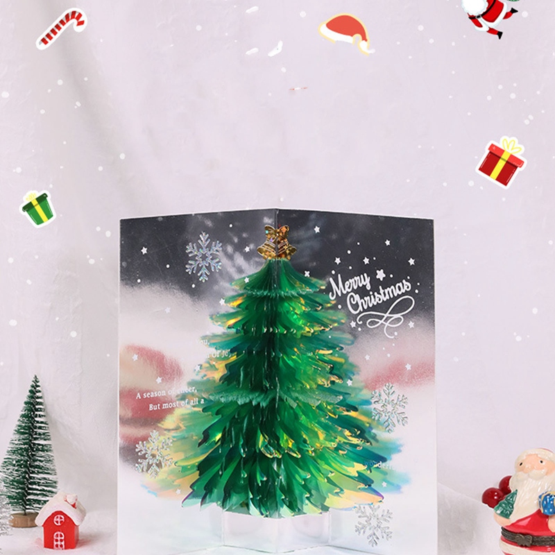 1 Pc Sapin De Noël 3D Pop-Up Carte Noël Étincelant Fantaisie Carte