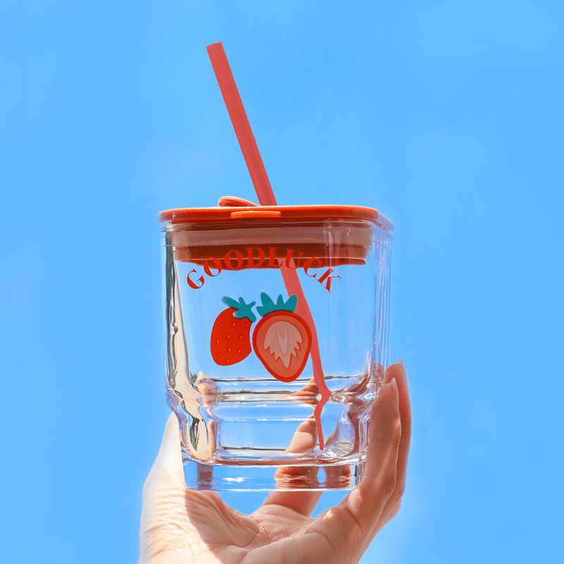 Bear Tumbler With Lid, High Temperature Resistant High-value Transparent Glass  Water Cup, Household Straw Glass Cup - Temu