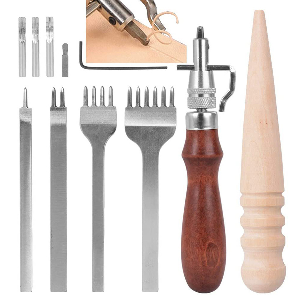 Leather Working Tools Kit, Leather Crafting Tools And Supplies, Leather  Sewing And DIY Leather Craft Making
