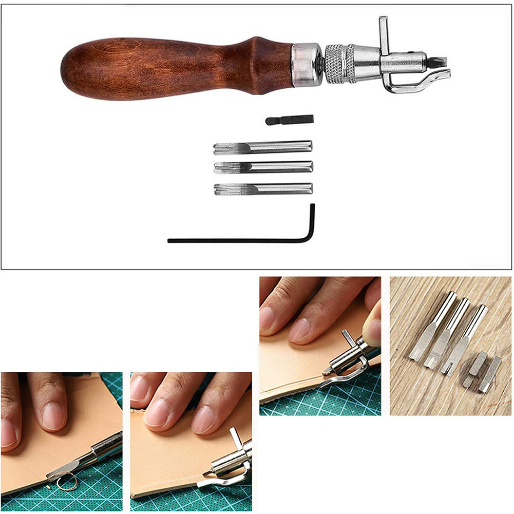 Juego de herramientas de cuero para manualidades, 59 Uds., herramienta de  trabajo manual de cuero DIY