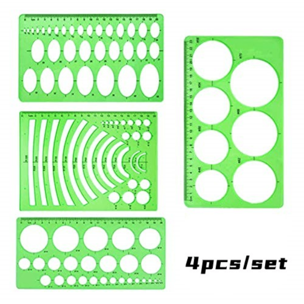 2 Pack Ruler Stencil Circle Template for Drawing, Plastic Geometric and  Circle Stencil Rulers, Multi-Function Drawing Drafting Tools Kit for Office