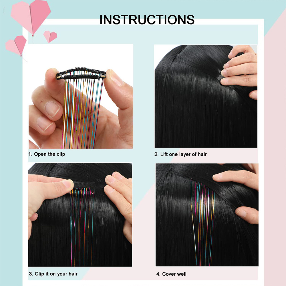 24'' DIY Clip in Hair Tinsel Kit (12 Colors) – JOLIMOO