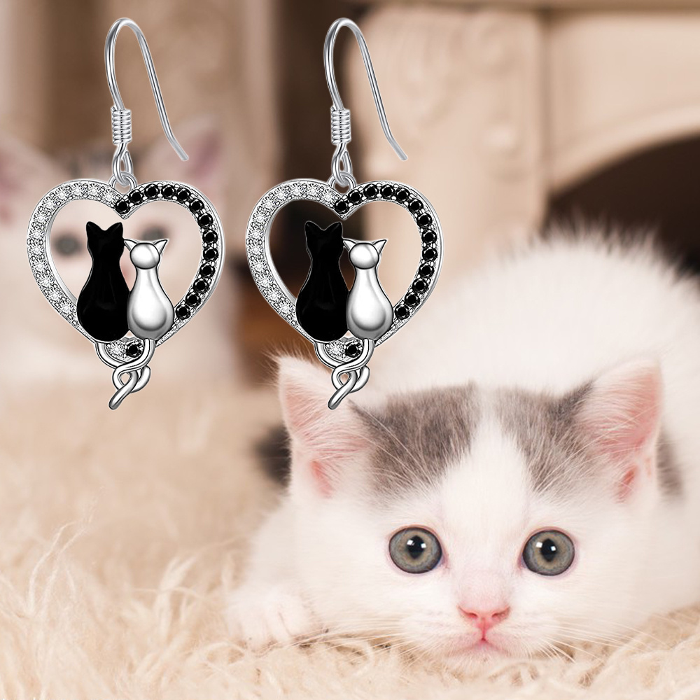 Black and deals white cat earrings