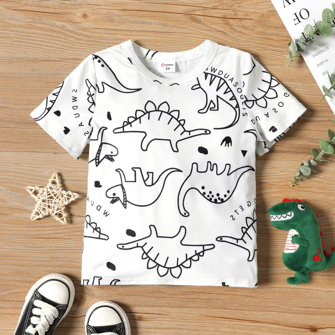 Camiseta térmica de manga corta para niños y niñas, con  estampado de dinosaurio de dibujos animados, manga larga, Blanco, 5-6 Years  : Ropa, Zapatos y Joyería
