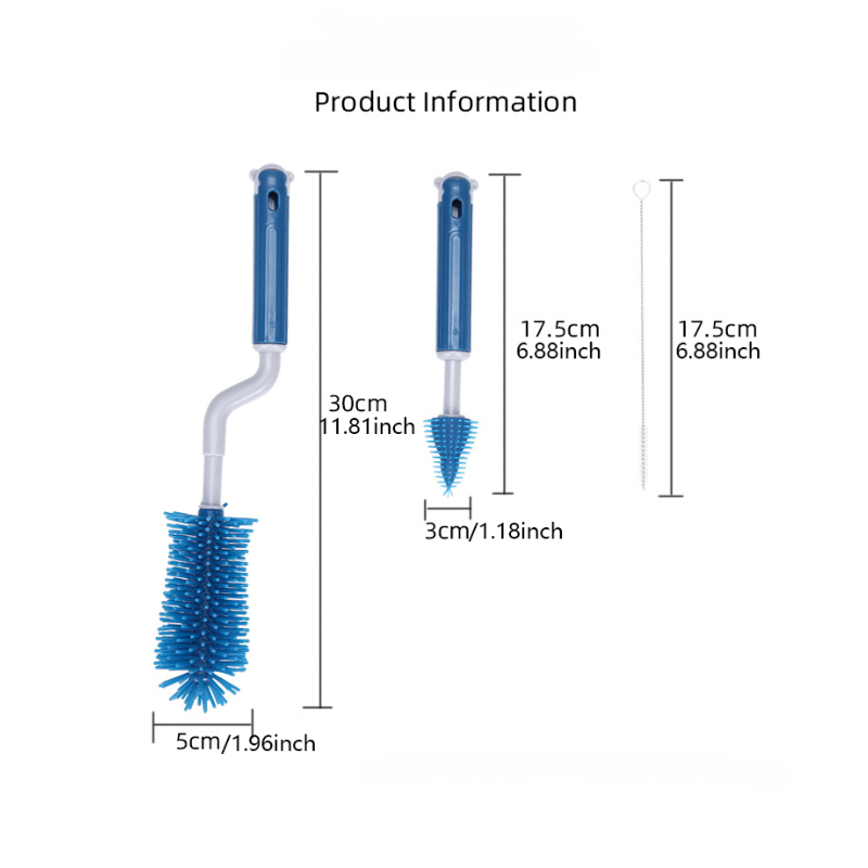 3pcs Baby Bottle Brush Set for Cleaning Bottles & Pacifiers