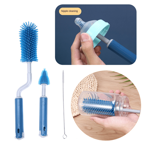 Long Handle Silicone Bottle Cleaning Brush Set - For Jug, Thermos, Flask, Kitchen