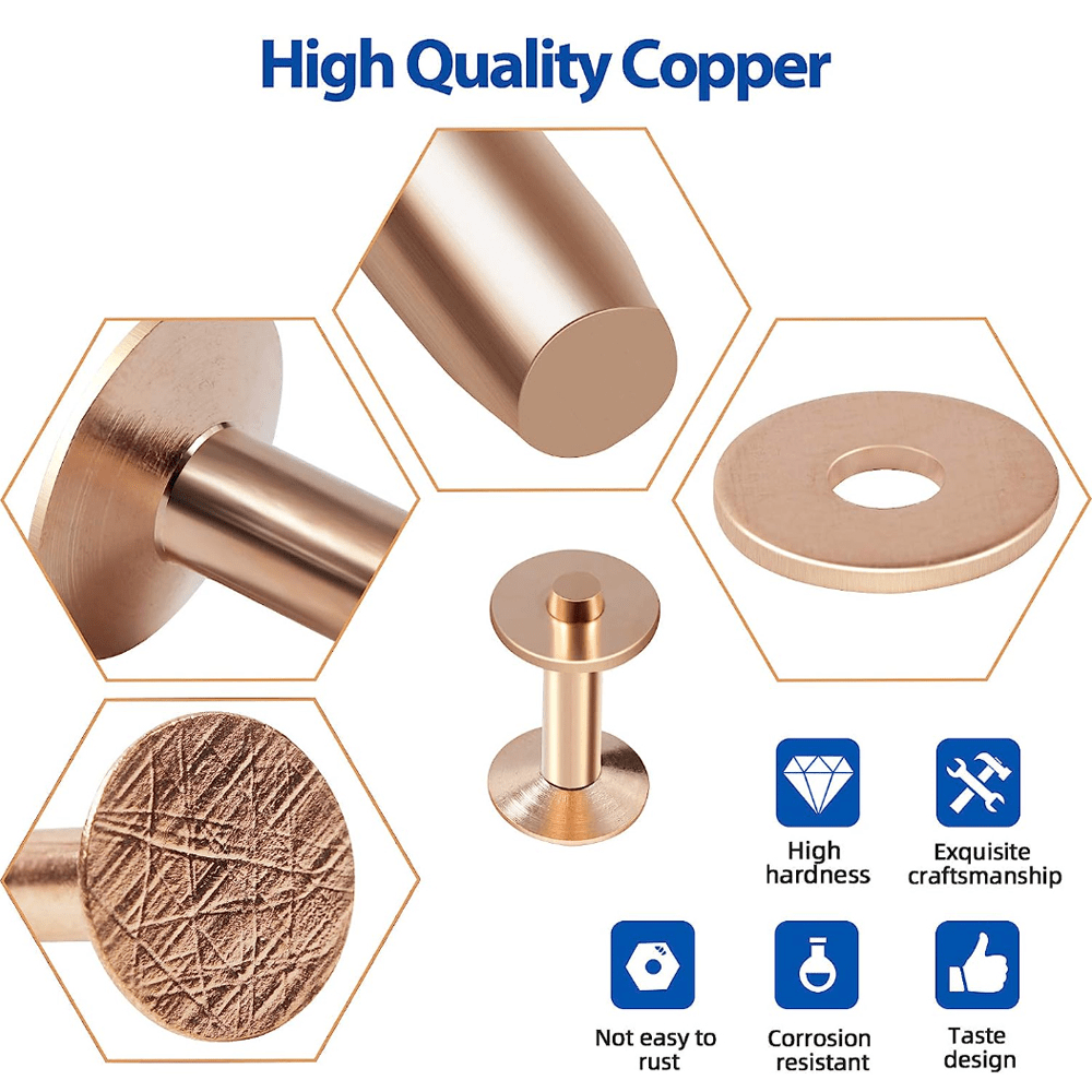 Copper Rivets Burrs 9 12 Burrs Setter Leather Rivets Temu