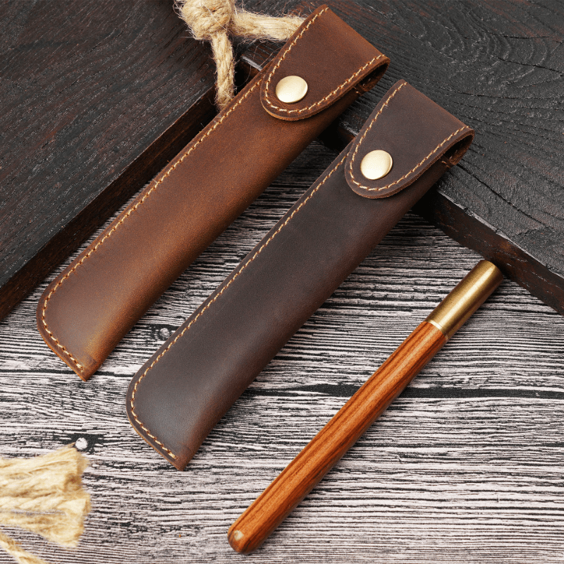 Handmade Genuine Leather Pen Bag, Cowhide Fountain Pen Case Holder