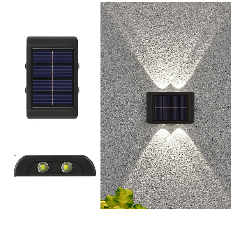 1pc Solar Wall Lamp, Outdoor 4 LED 6LED Lights, Waterproof Up And Down  Luminous Lighting, Balcony Yard Garden Decoration Lights