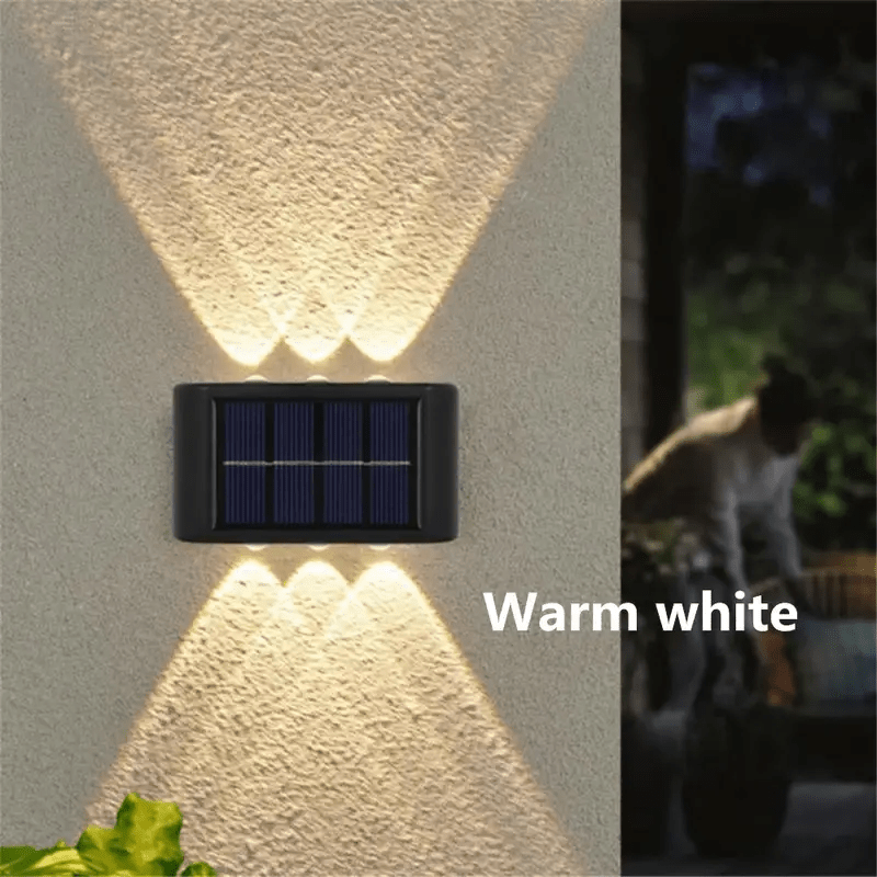6LED Solar Wand Lampe Im Freien Wasserdichte Solar Powered Licht Nach Oben  Und Unten Beleuchten Haus Garten Veranda Hof Dekoration
