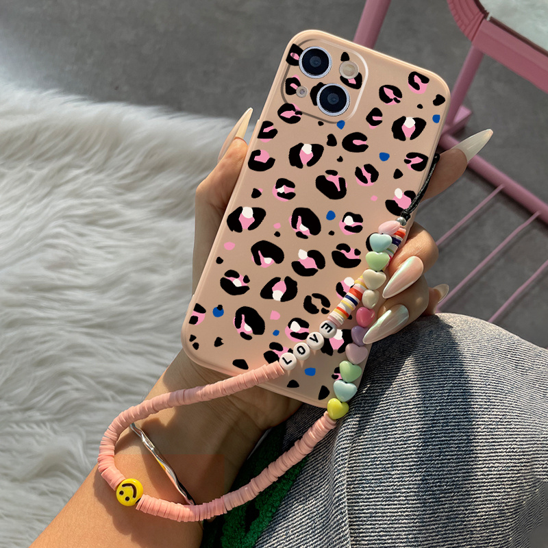 

Irregular Graphics Pattern Phone Case With Lanyard For 11 14 13 12 Pro Max Xr Xs 7 8 6 Plus Mini Luxury Silicone Cover Anti-fingerprint Fall Car Shockproof Compatible Bumper Heart Pink Phone Cases