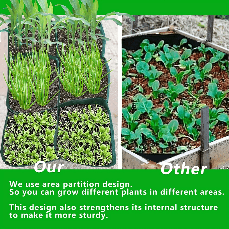 1pc Fabric Raised Garden Grow Bag Garden Planting With 6 Partition