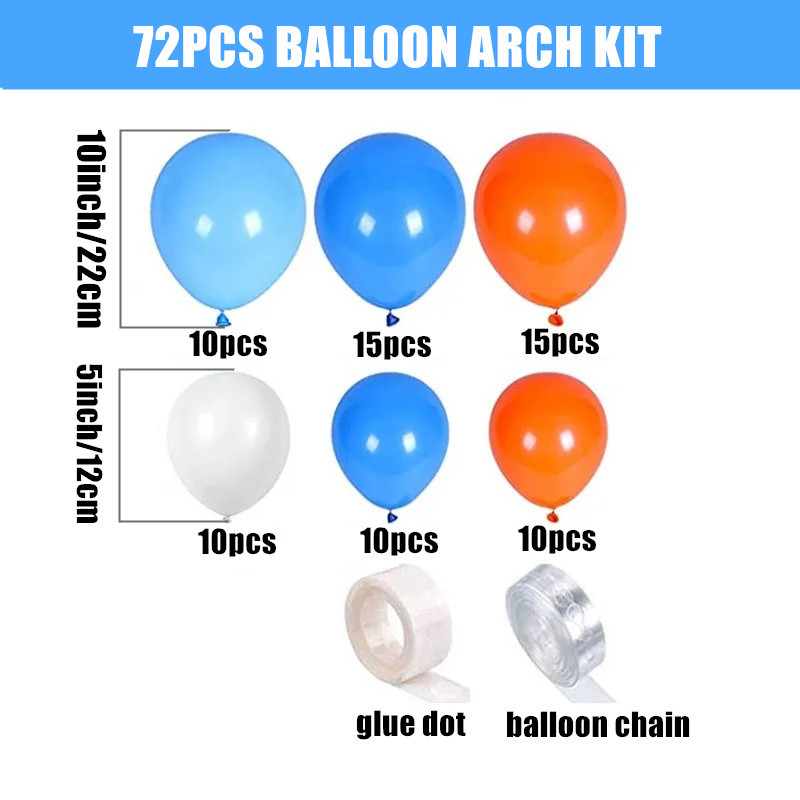 Kit ghirlanda di palloncini arancioni e blu da 72 pezzi per decorazioni di  compleanno, matrimonio e addio al celibato - Palloncini in lattice bianchi