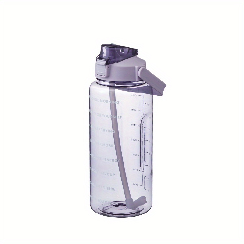 1pc 2L PC Water Bottle, Minimalist Clear Sport Water Bottle With Straw Lid  For Outdoor