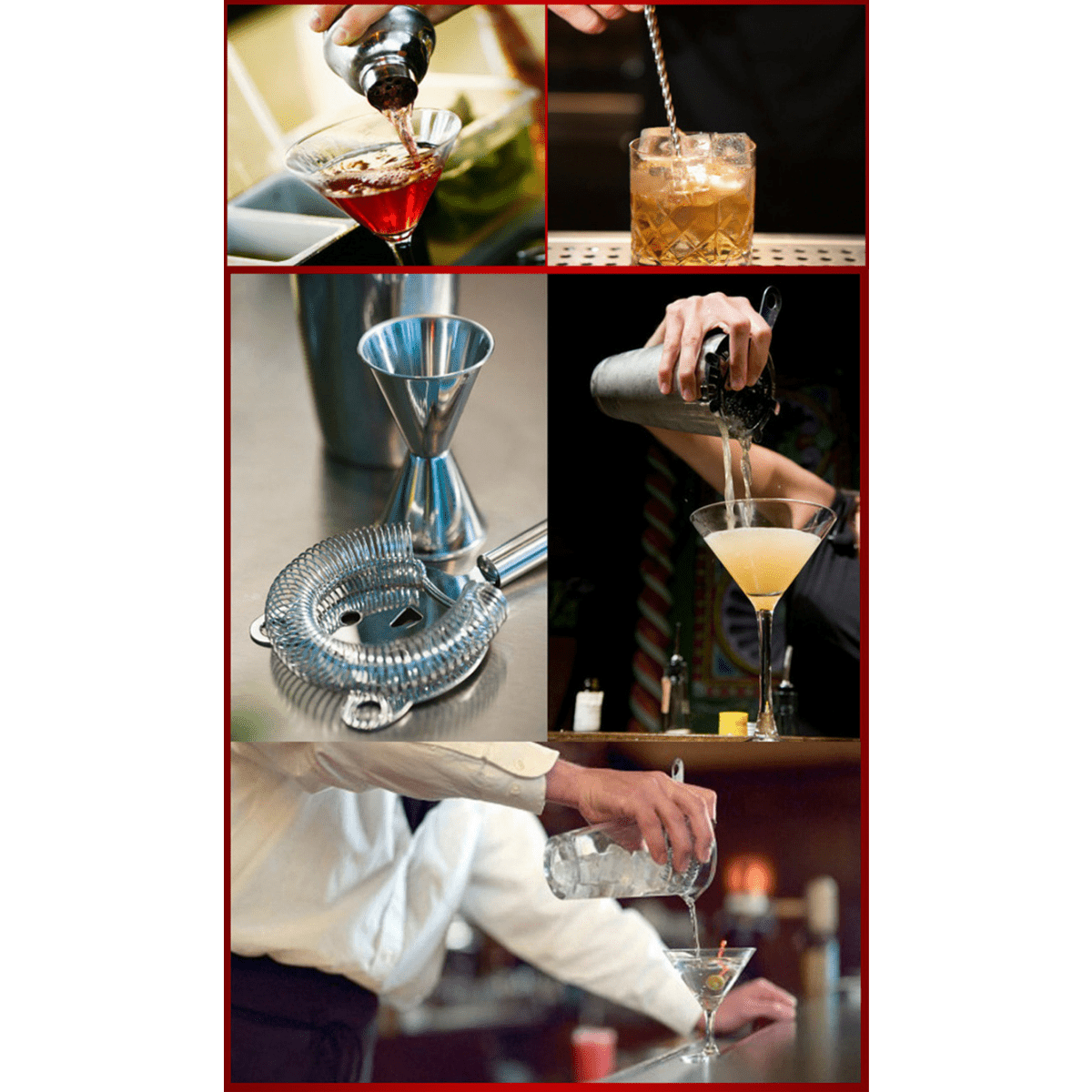 Juego de coctelera de 8 piezas, kit de barman de acero inoxidable, kit  profesional de mezcla de Martini, juego de herramientas de bar elegante  para el