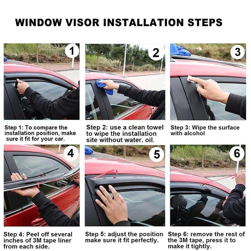 Abs Car Window Visors For Camry Xv40 2007 2008 2009 2010 2011 Tape