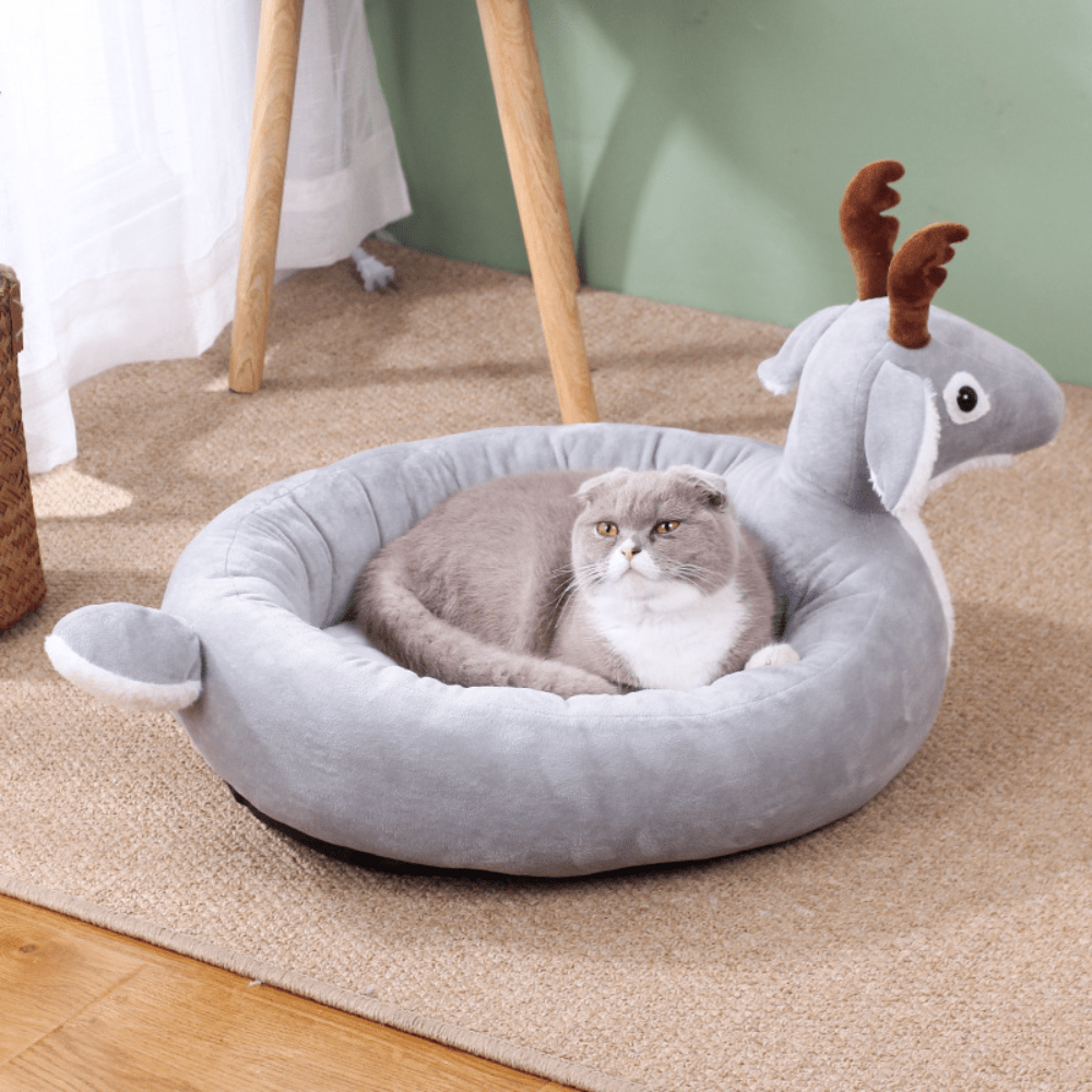 Cute Deer Shaped Pet Bed Nest Warm Plush Soft Pet Nest Cat Kennel House Cat  Sleeping Bed For Indoor Cats Pet Supplies - Temu Belgium