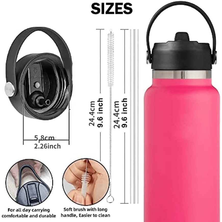Upgrade Your Hydro Flask With A Reusable Straw Lid & Handle - Wide Mouth -  Temu