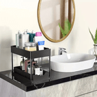 1pc under sink organizer with sliding drawer 2 tier sliding cabinet basket bathroom kitchen cabinet organizer with hooks storage cup home kitchen accessories