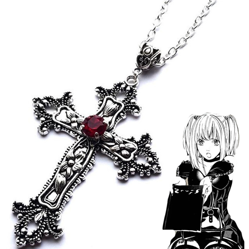Diablo Gothic Vintage Punk Cross Pearl Necklace Collar Chain Set