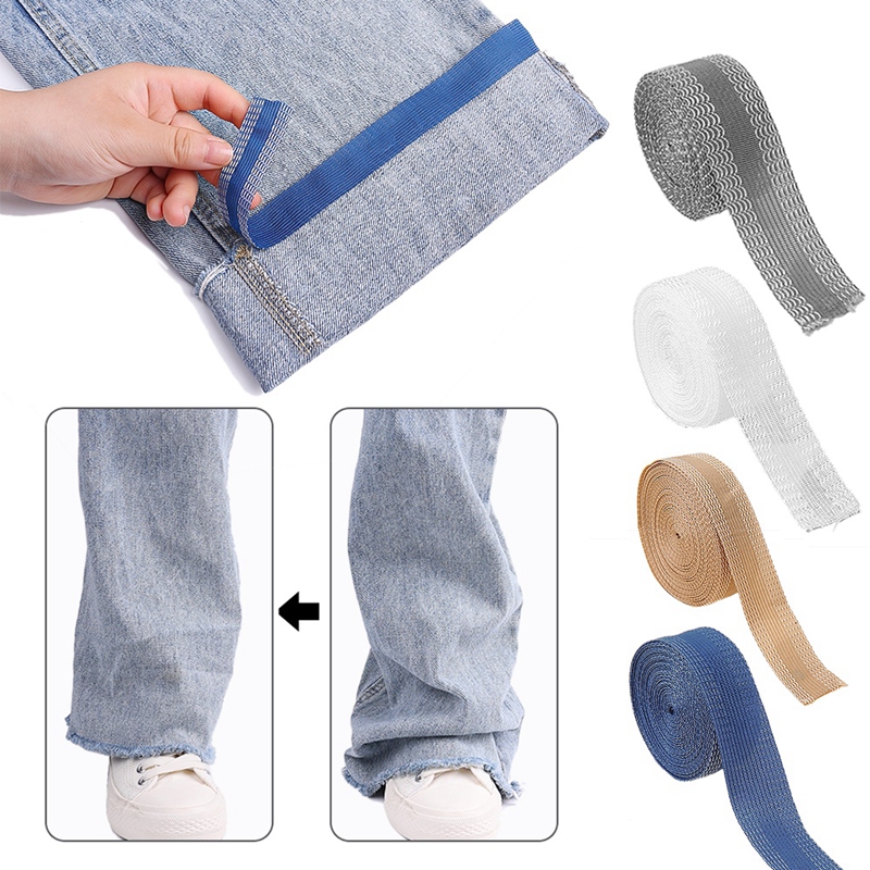 Pantalon auto-adhésif pour raccourcir les bords du pantalon, pâte à bouche,  ruban à ourlet thermocollant, jeans imbibés, vêtements fjGarment, jupes, 1  m, 2 m, 5m